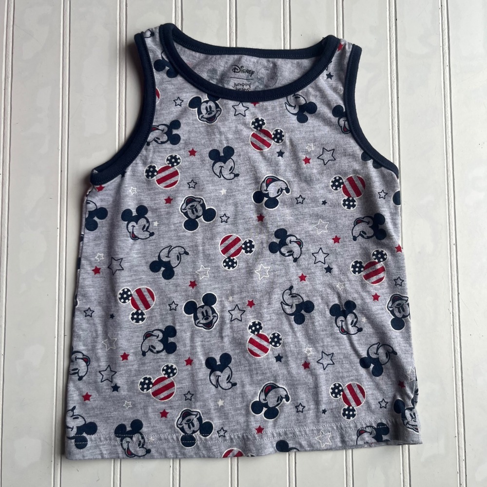 Disney Jumping Beans Boys Mickey Mouse Patriotic Tank Top Gray 3T Fourth of July